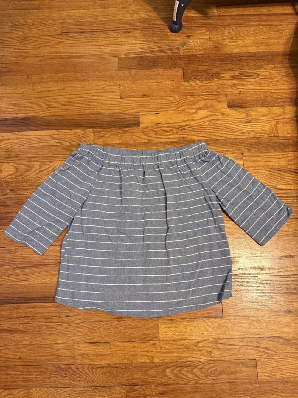 Ethereal Gray & White Striped Off-Shoulder Top - Size Medium